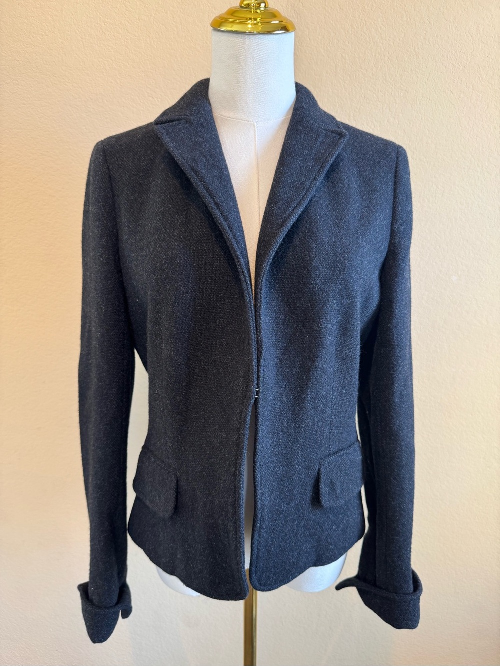 Vintage J.Crew Women’s 8 Wool Donegal École Jacket Schoolboy Blazer Gray/Black
